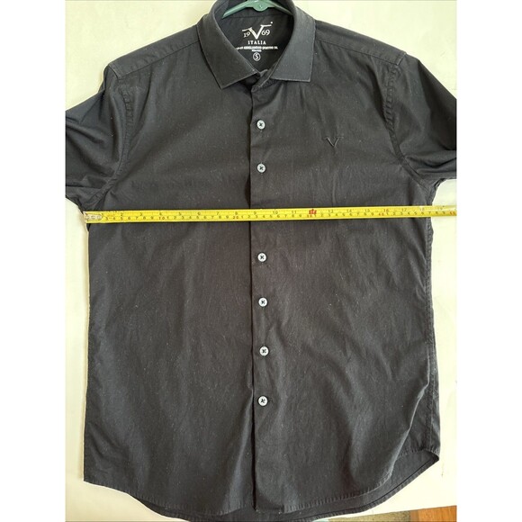 Mens Versace 19V69 Milano Italia Black Button Down LS Stretch Shirt Size S - Picture 7 of 12